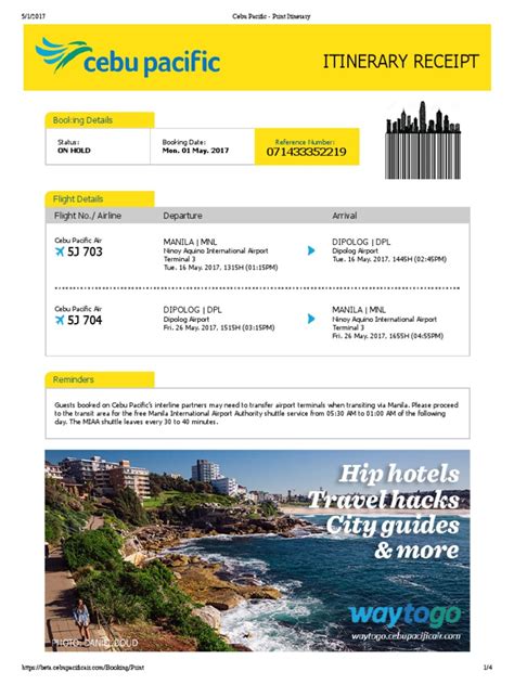 cebu pacific itinerary pdf